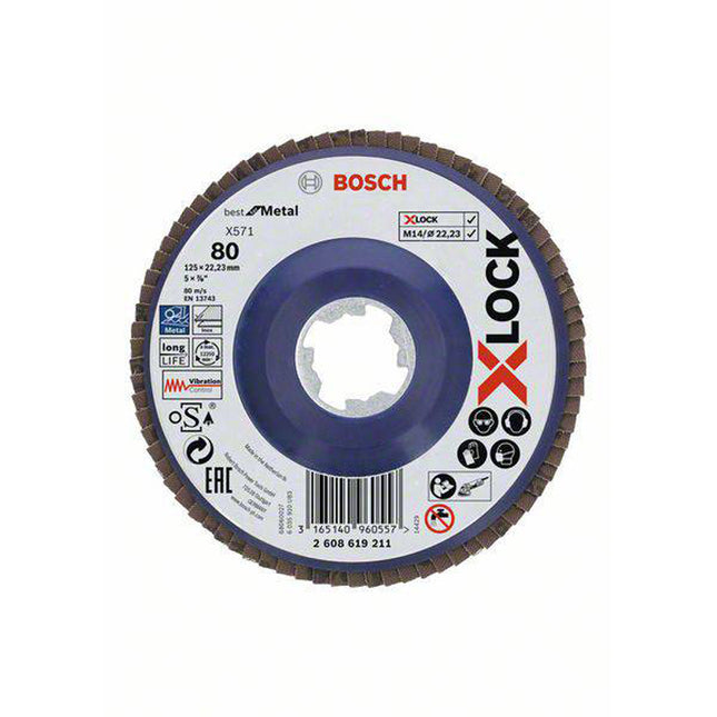 Bosch Tools,2608619211,Fan grinding disc X571 Best for Metal, straight, 125 mm, K 80, plastic