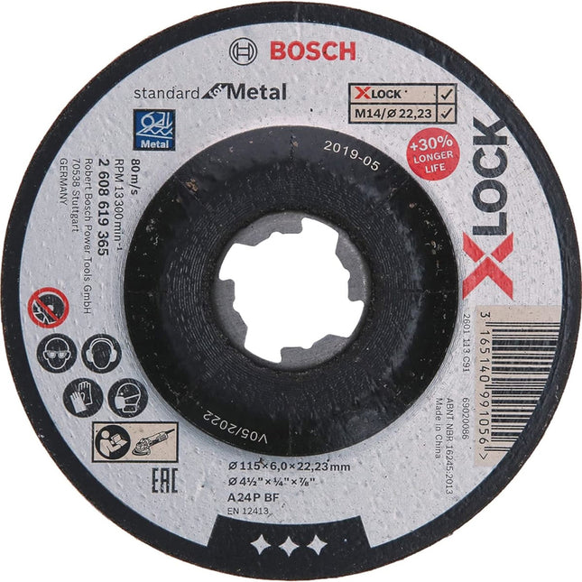 Bosch Tools,2608619365,Grinding Disc X-LOCK Standard for Metal 115x6x22.23 mm Depressed Grinding