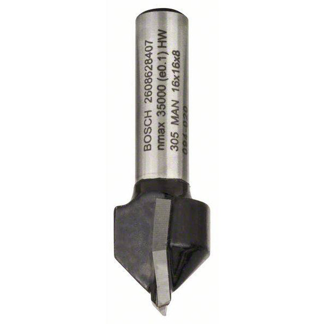 Bosch Tools,2608628407,V-Grooving Bit 8mm, D1 16mm, L 16mm, G 45mm, 90°