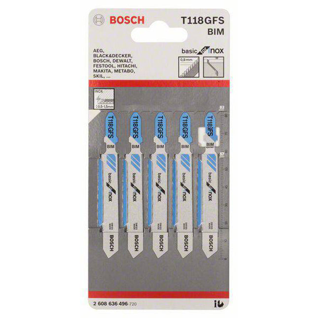 Bosch Tools,2608636496,JSB Set T 118GFS BIM Best for Inox 5pcs