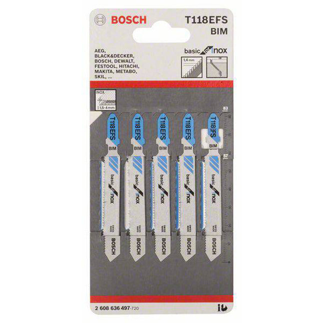 Bosch Tools,2608636497,JSB Set T 118EFS BIM Basic for Inox 5pcs