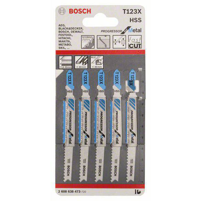 Bosch Tools,2608638473,JSB Set T 123XF HSS Progressor for Metal 5pcs