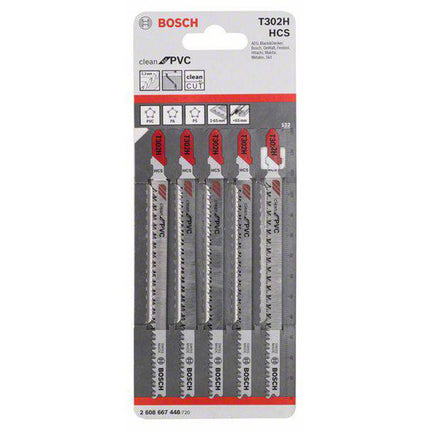 Bosch Tools,2608667448,JSB Set T 302H HCS Clean for PVC 5pcs