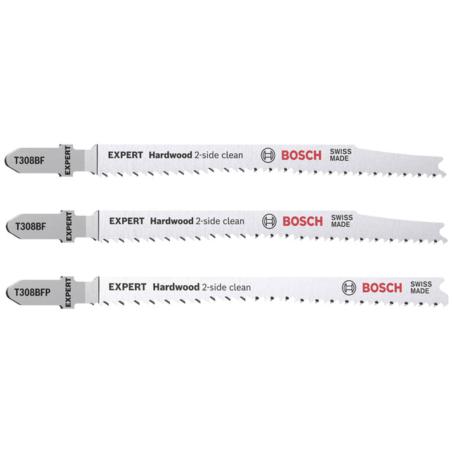 Bosch Tools,2608900549,JSB 3pc Set 2-Side-Clean Hardwood, Precision for Hardwood (2x T308BF, 1x T308BFP)