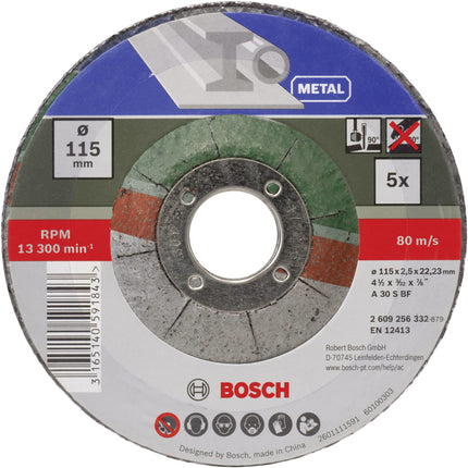 Bosch Tools,2609256332,Cutting Disc for Metal 115x2.5x22.23 mm 5pcs (cranked set)