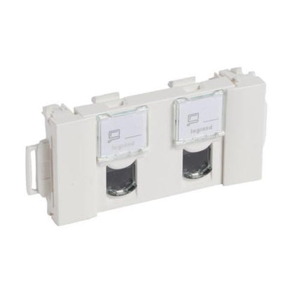076547Legrandمقبس موزاييك ثنائي RJ45 Cat 6A STP مثبت بالفلاش أبيض