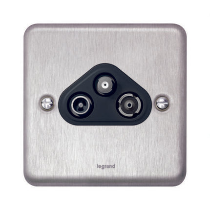 833043Legrandمقبس Synergy Authentic TV-R-SAT من الفولاذ المقاوم للصدأ المصقول 833043