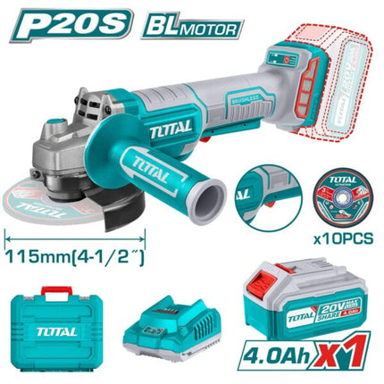 TAGLI211156Total Toolsصاروخ شحن 4.5 إنش بدون بطارية وشاحن من توتال