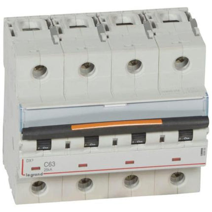 409800Legrandقاطع دارة ليجراند DX3 رباعي الأقطاب 63A منحنى C