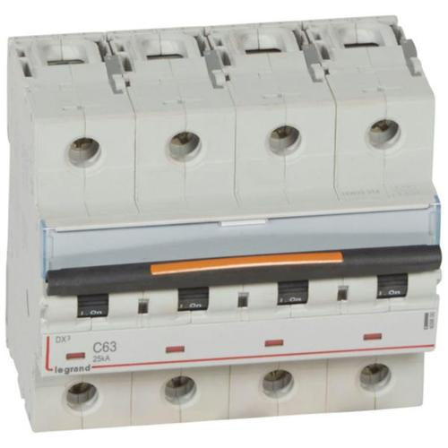 409800Legrandقاطع دارة ليجراند DX3 رباعي الأقطاب 63A منحنى C