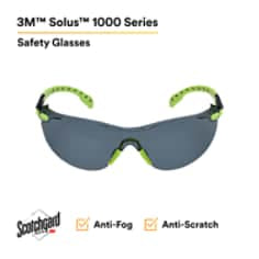 500511312718333Mنظارات الأمان 3M Solus 1000 سلسلة S1202SGAF أخضر/أسود رمادي مضاد للضباب