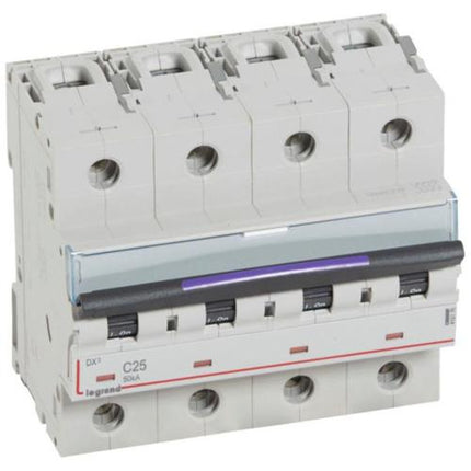 410176Legrandقاطع دائرة ليجراند DX3 رباعي الأقطاب 25A منحنى C