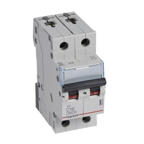 403526Legrandقاطع دائرة ليجراند MCB TX3 ثنائي القطب 10A منحنى C