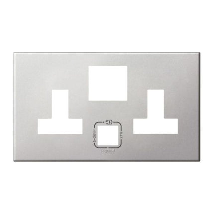 575439Legrandلوحة لجراند 2 جانب BS 13A مع منفذ USB 27W ألومنيوم ناعم