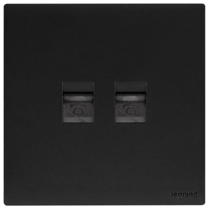 MEC42070BLLegrandمقبس هاتفي مزدوج Obria RJ11 بلون أسود مات