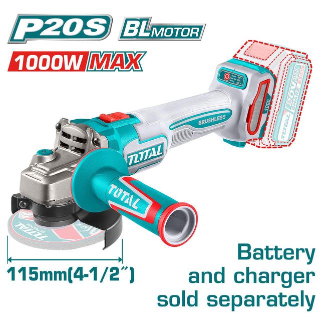 TAGLI27153Total Toolsمطحنة زاوية لاسلكية من توتال 20 فولت