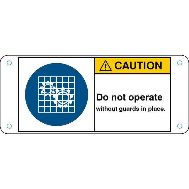 ISO Safety Sign  Do not operate without guards in place