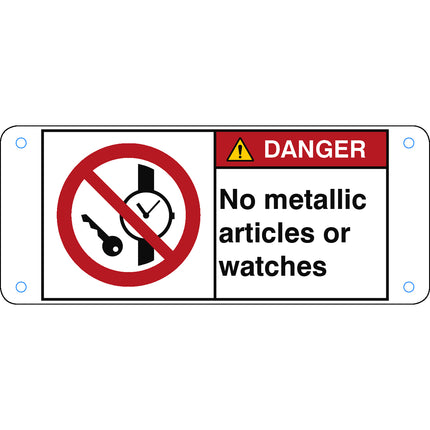 ISO Safety Sign  No metallic articles or watches