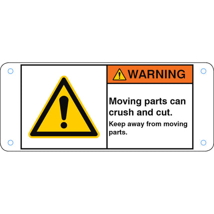 ISO Safety Sign  Moving parts can crush and cut Keep away from moving parts