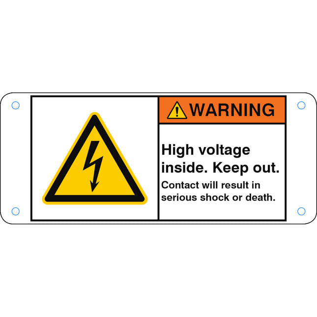 ISO Safety Sign  High voltage inside Keep out Contact will result in serious shock or death
