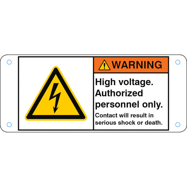 ISO Safety Sign  High voltage Authorized personnel only Contact will result in serious shock or death