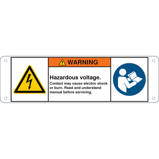 ISO Safety Sign  Hazardous voltage Contact may cause electric shock or burn Read and understand manual before servicing