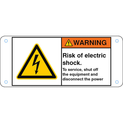 ISO Safety Sign  Risk of electric shock To service shut off the equipment and disconnect the power