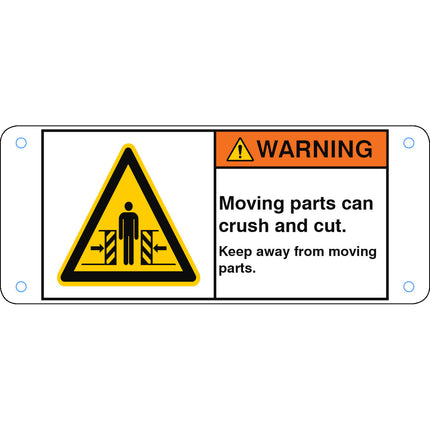 ISO Safety Sign  Moving parts can crush and cut Keep away from moving parts