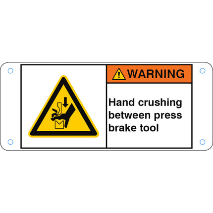 ISO Safety Sign  Hand crushing between press brake tool