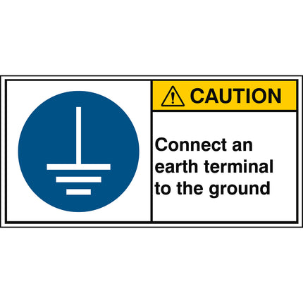 ISO Safety Sign  Connect an earth terminal to the ground
