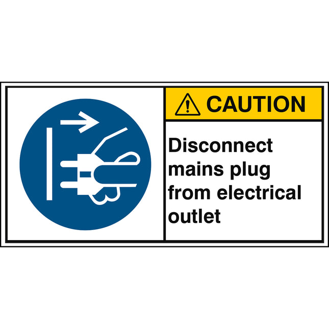 ISO Safety Sign  Disconnect mains plug from electrical outlet