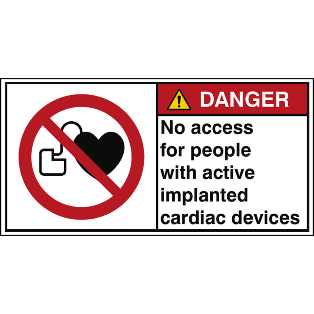 ISO Safety Sign  No access for people with active implanted cardiac devices