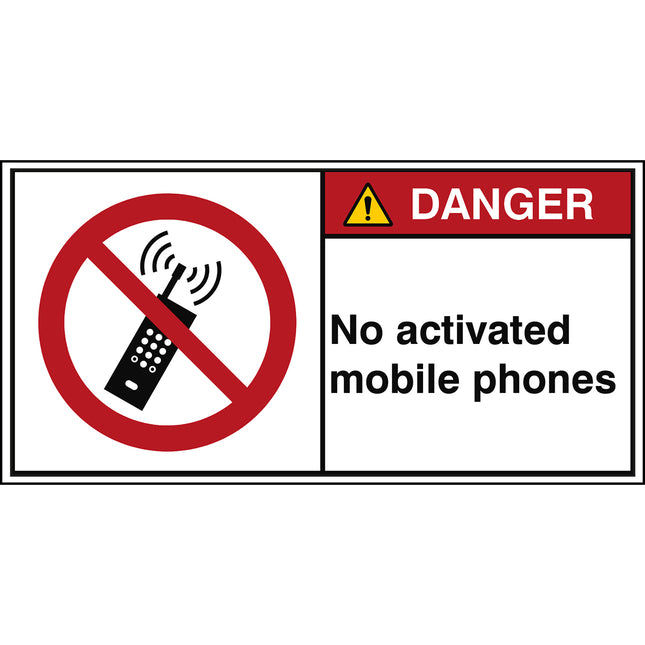 ISO Safety Sign  No activated mobile phones