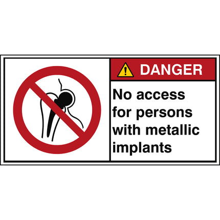 ISO Safety Sign  No access for persons with metallic implants