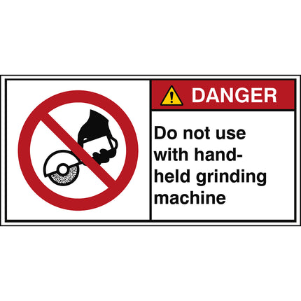 ISO Safety Sign  Do not use with handheld grinding machine