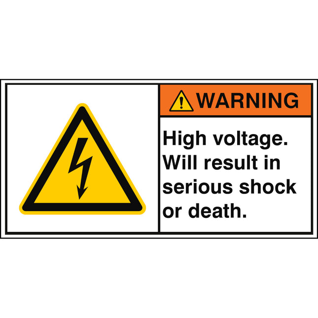 ISO Safety Sign  High voltage Will result in serious shock or death