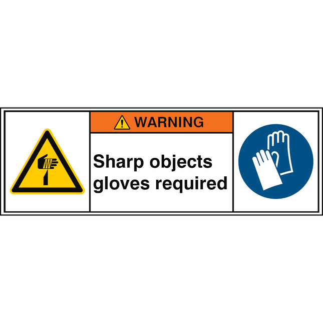 ISO Safety Sign  Sharp objects gloves required