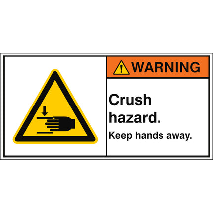 ISO Safety Sign  Crush hazard Keep hands away