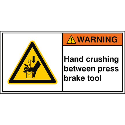ISO Safety Sign  Hand crushing between press brake tool