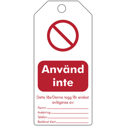 Tagout Rewritable Warning Tags
