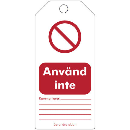 Tagout Rewritable Warning Tags
