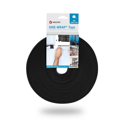 VELCRO ONEWRAP tape 16mm x 25m black fire retardant