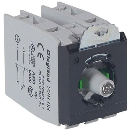 022982Legrandوحدة فرعية Osmoz مضاءة من Legrand 2 NO/NC أخضر 12-24V