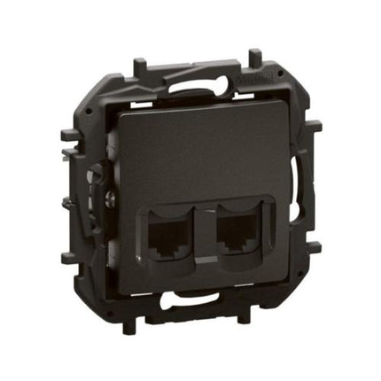 NP4331BKLegrandمقبس نيلوي 2XRJ45 CAT5E UTP أسود مثبت بالفلاش