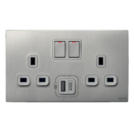 281136BALegrandماليا سينسيس مقبس تبديل ثنائي معيار بريطاني مع شواحن USB