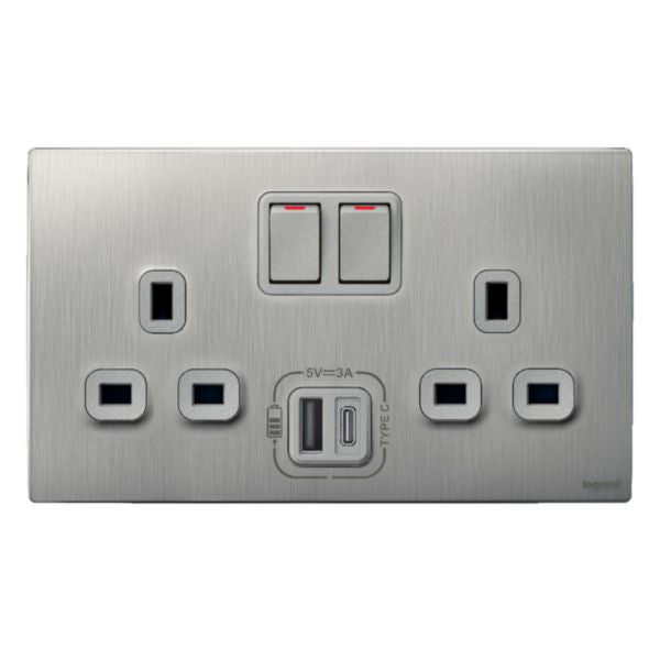281136BALegrandماليا سينسيس مقبس تبديل ثنائي معيار بريطاني مع شواحن USB