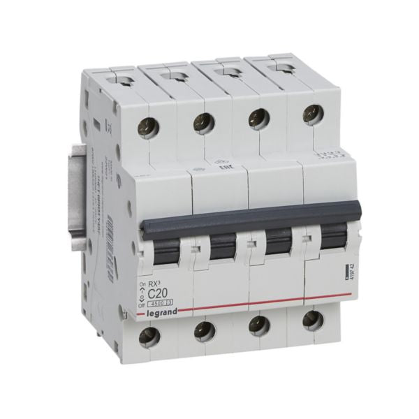 419742Legrandقاطع دارة ليجراند MCB RX3 4500A رباعي الأقطاب 20A منحنى C
