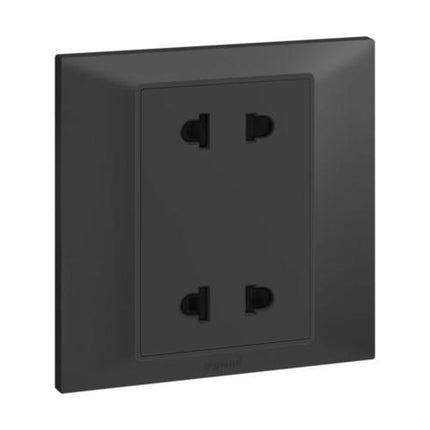 617762Legrandمنفذ مقبس Belanko S بقطب 2X2 أحادي الوحدة معيار يورو/أمريكي لون أنثراسايت
