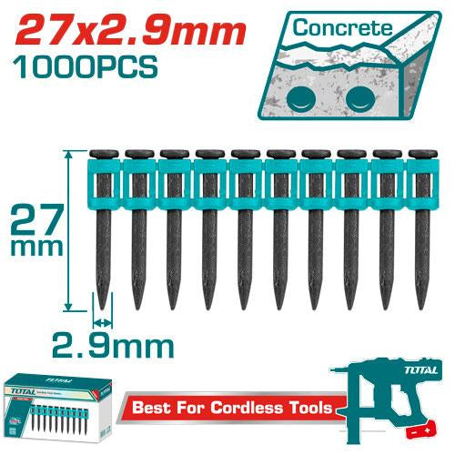 TAC02271Total Toolsمسامير الإطلاق المستمر TAC02271 27 مم 1000 قطعة فولاذ