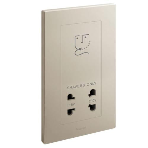 282439-C2Legrandمأخذ حلاقة جالیون ثنائي الفتحات 110 و 230 فولت شمبانيا